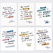 Cargar imagen en el visor de la galería, Conjunto de 12 postales con frases inspiradoras