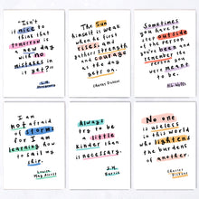 Cargar imagen en el visor de la galería, Conjunto de 12 postales con frases inspiradoras